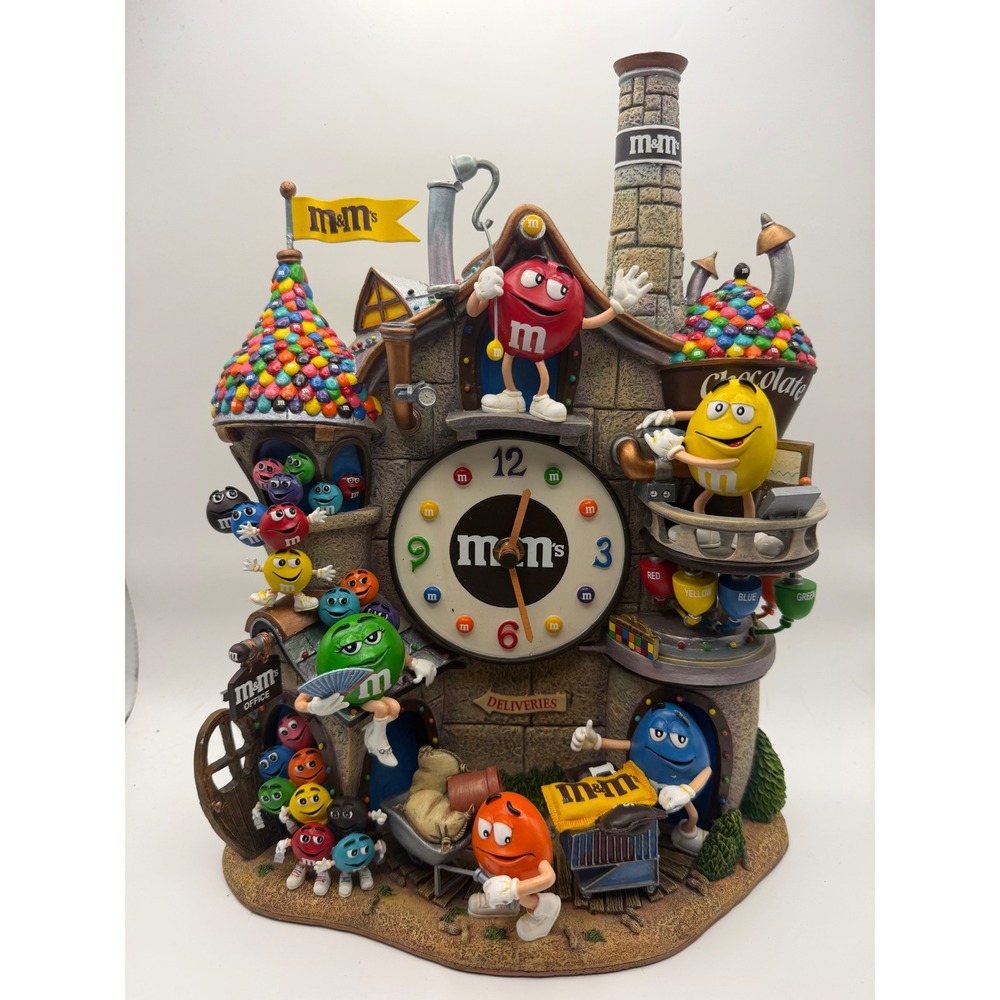 Danbury Mint M&M's Collector Clock 3D Sculptural Candy Factory Wall Desk Decor